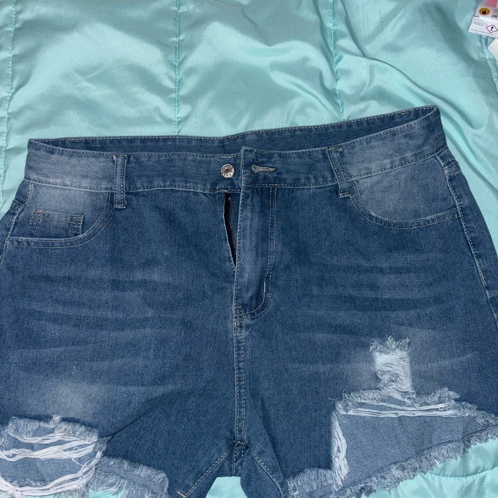Denim Blue Women's Distressed Shorts